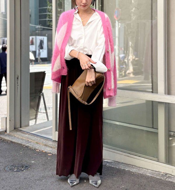 Laraaji「モヘアインターシャアーガイルVネックカーディガン」|カーディガン|