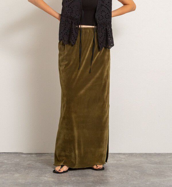 MAQWEL「【MAQWEL/マクウェル】ウォッシャブルベロアロングスカート」|スカート|