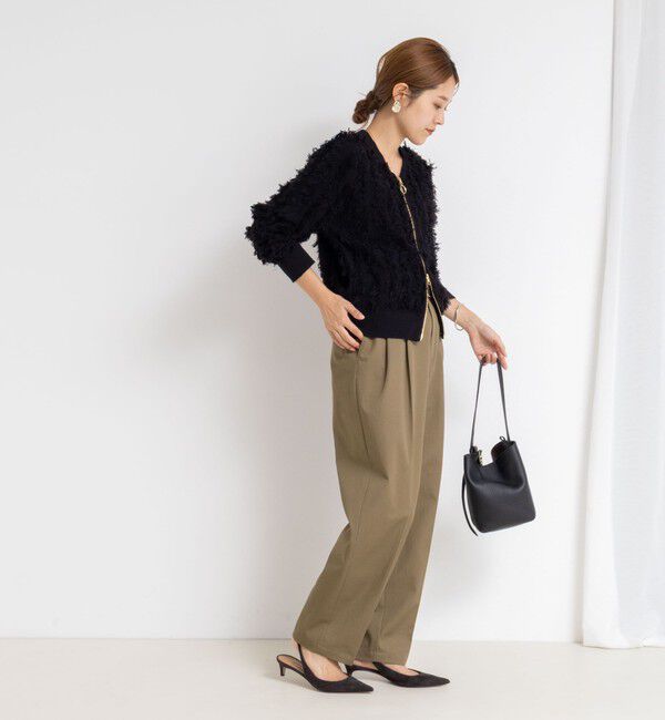 Rie Miller「《手洗い可能》カットジャガードジップアップカーディガン」|カーディガン|