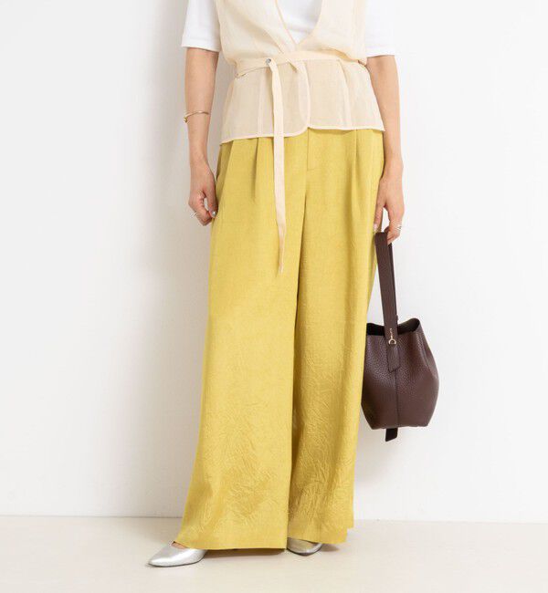 NOLLEY'S「ウォッシャブルクラッシュサテンワイドパンツ」|その他|マスタード