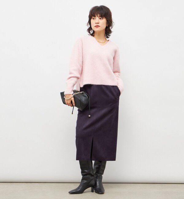 NOLLEY'S「ウォッシャブルストレッチスエード切替タイトスカート」|タイト|