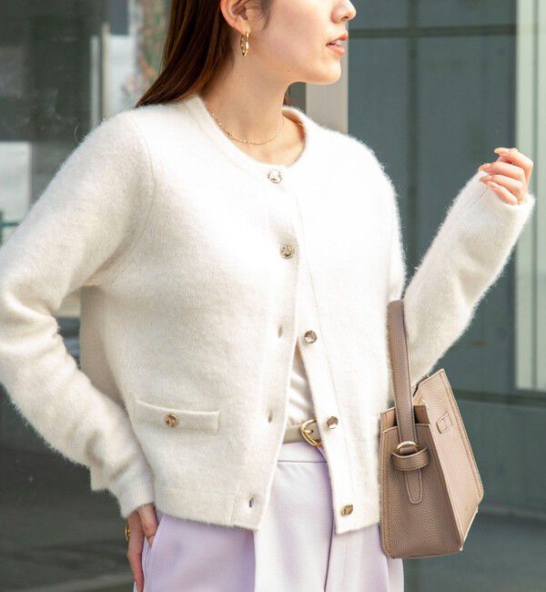 NOLLEY'S「ヘアリークルーネックニットジャケット」|カーディガン|キナリ