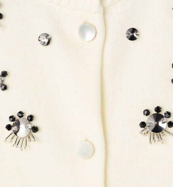 NOLLEY'S「《手洗い可能》ビジュー付きクルーネックカーディガン」|カーディガン|