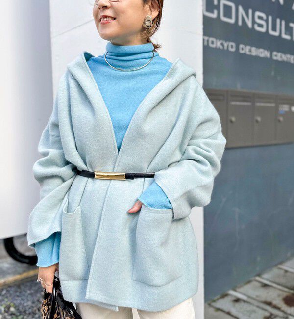 Rie Miller「ハーフ丈フーディー リバー風ニットコート」|その他|