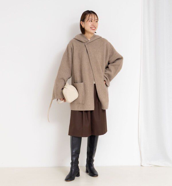 Rie Miller「ハーフ丈フーディー リバー風ニットコート」|その他|