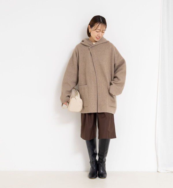 Rie Miller「ハーフ丈フーディー リバー風ニットコート」|その他|