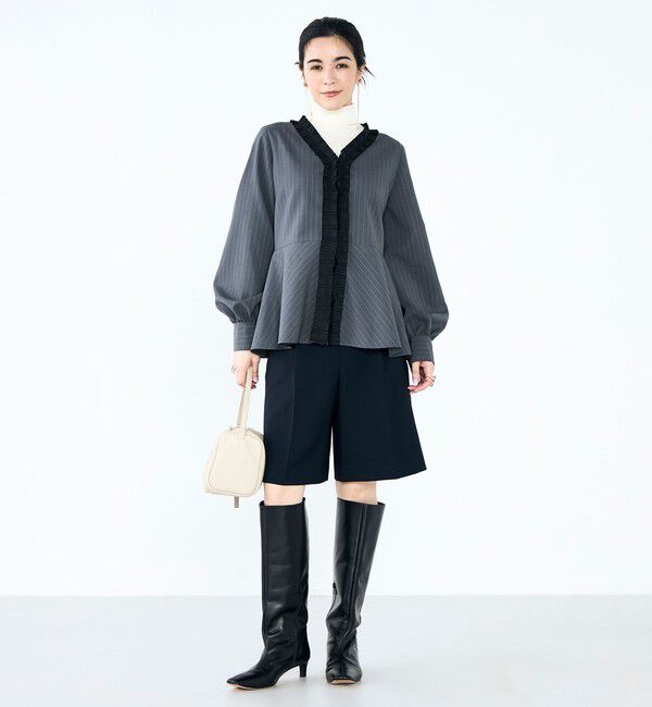 NOLLEY'S「《セットアップ対応》ウォッシャブル衿プリーツペプラムブラウス」|シャツ・ブラウス|