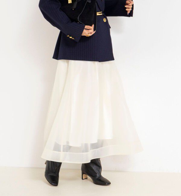 NOLLEY'S「ウォッシャブルオーガンジーフレアスカート」|フレア|エクリュ
