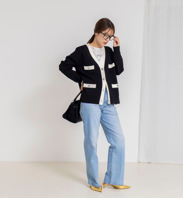 NOLLEY'S「《手洗い可能》スムース配色Vネックカーディガン」|カーディガン|