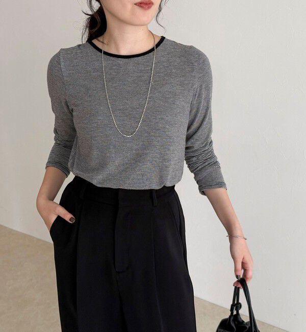 fredy emue「ウールブレンドシアーロンTシャツ」|Tシャツ・カットソー|ブラック系その他