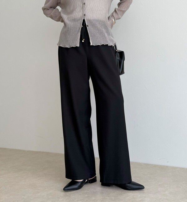 fredy emue「ウールライクイージーセミワイドパンツ」|チノ|ブラック