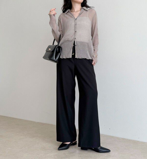 fredy emue「ウールライクイージーセミワイドパンツ」|チノ|