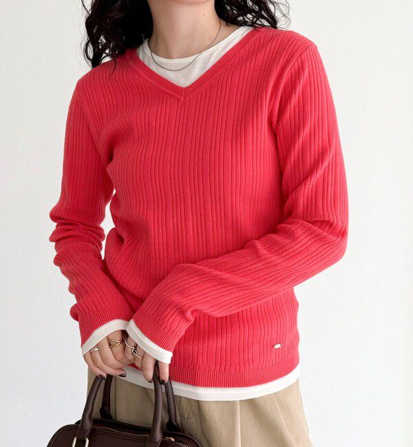 fredy emue「ちびVネックリブニットプルオーバー」|ニット・セーター|