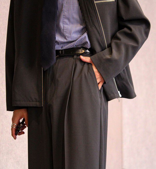 GLOSTER「【セットアップ対応】ウールライクワイドパンツ」|チノ|