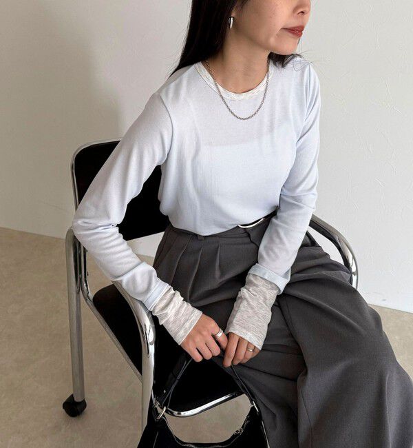 fredy emue「シアーリブレイヤードロンTシャツ」|Tシャツ・カットソー|サックスブルー