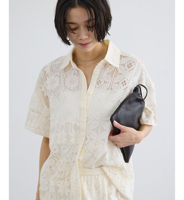 SALON adam et rope'「【WEB限定】パッチワークレースシャツ / セットアップ対応」|シャツ・ブラウス|オフホワイト(15)