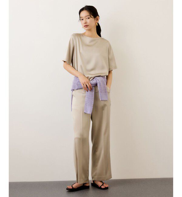 ROPE「ドレープサテンイージーパンツ/セットアップ対応・イージーケア」|チノ|