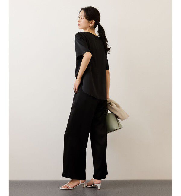 ROPE「ドレープサテンイージーパンツ/セットアップ対応・イージーケア」|チノ|