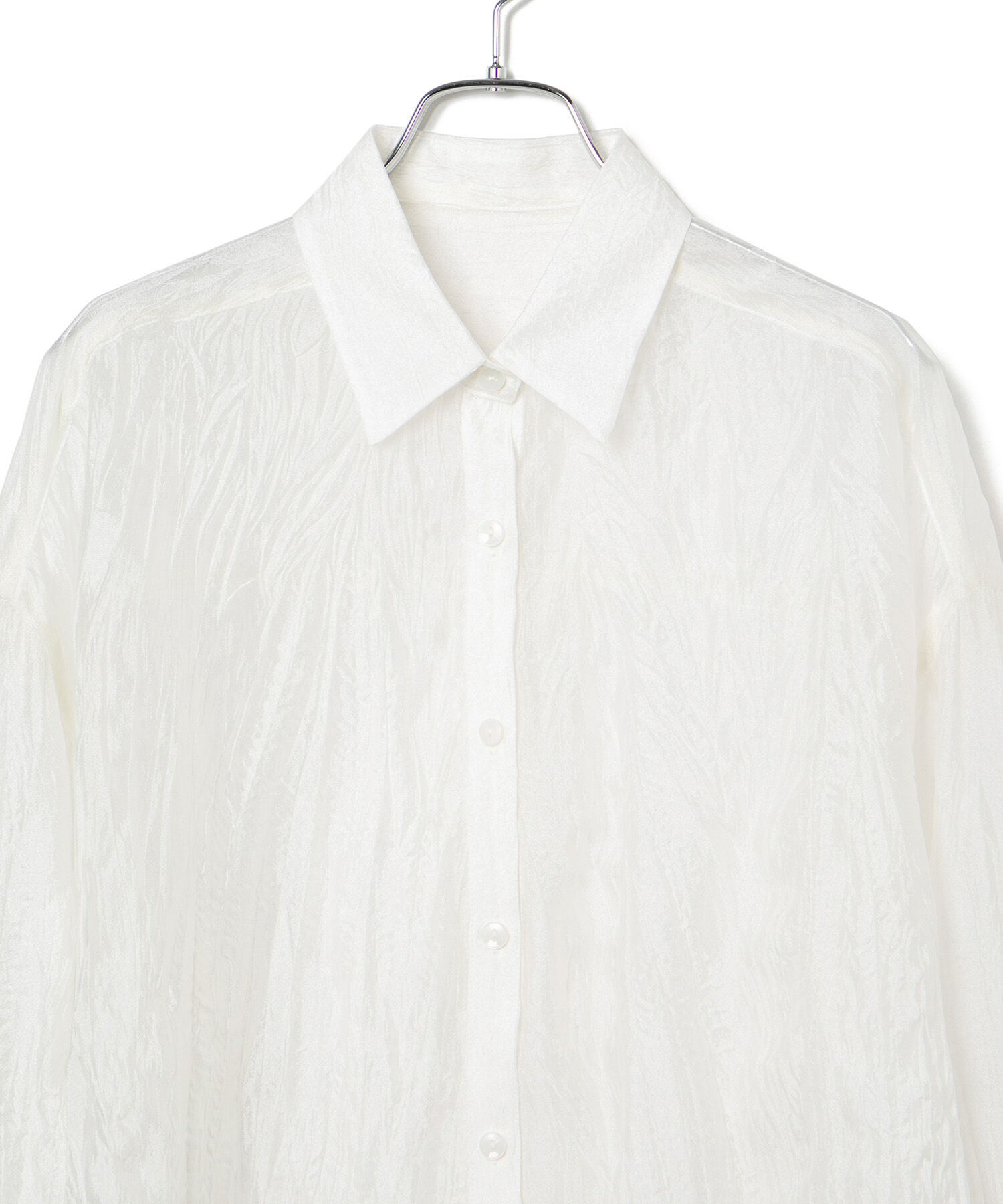 VIS「【洗える】【マルチWAY】シワ加工シアーシャツ」|シャツ・ブラウス|