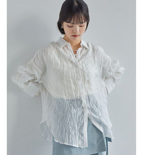 VIS「【洗える】【マルチWAY】シワ加工シアーシャツ」|シャツ・ブラウス|