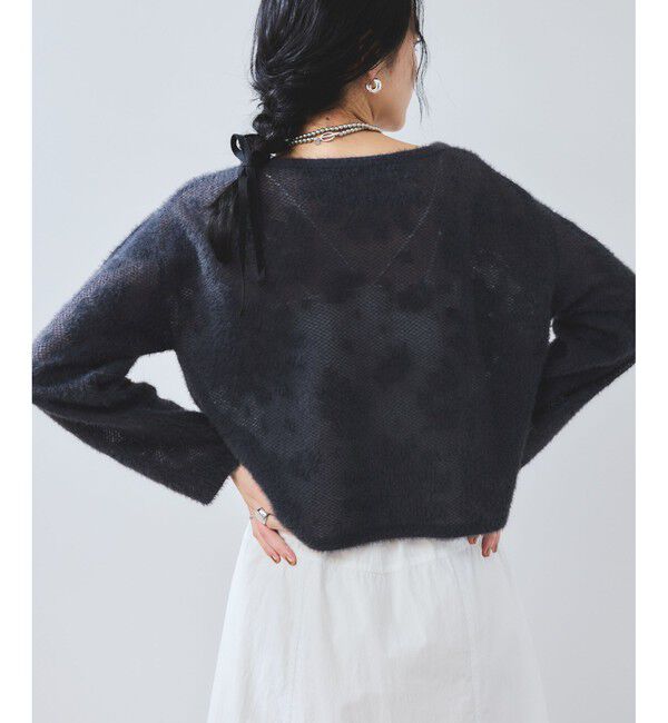 VIS「フラワーモチーフフェザーシアーニット」|ニット・セーター|