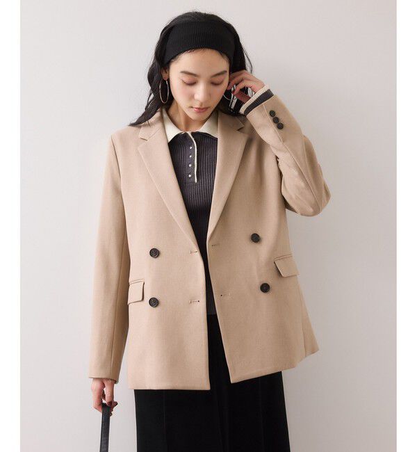 VIS「【美easy】ウーリッシュダブルブレストテーラードジャケット【セットアップ対応/洗える】」|テーラードジャケット|