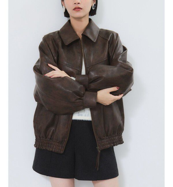 VIS「合皮＆スエードライクジップアップブルゾン」|ブルゾン・スタジャン|