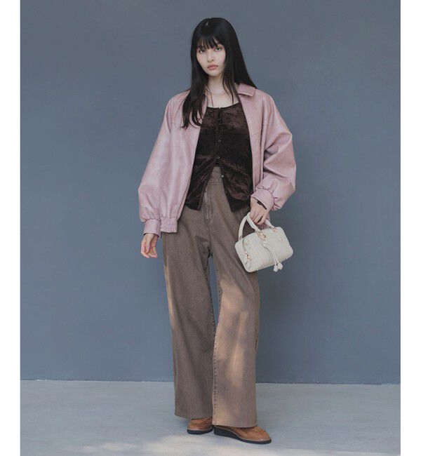 VIS「合皮＆スエードライクジップアップブルゾン」|ブルゾン・スタジャン|