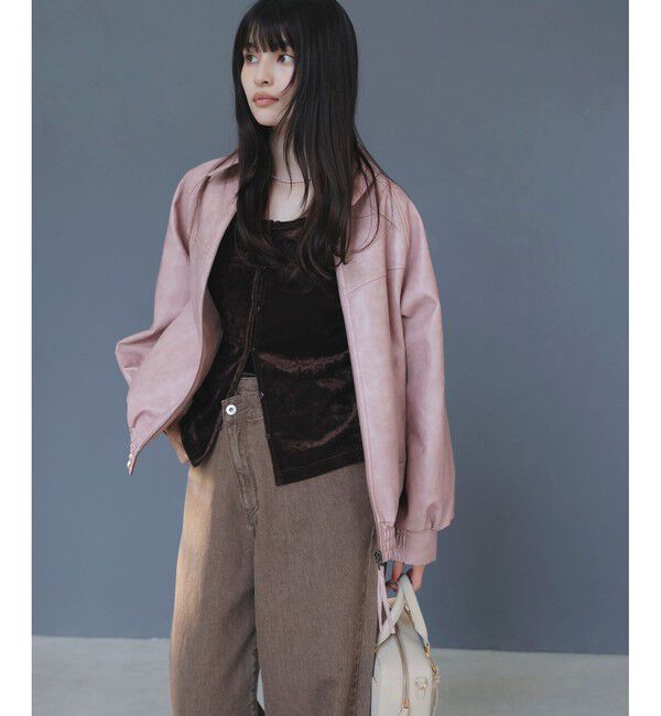 VIS「合皮＆スエードライクジップアップブルゾン」|ブルゾン・スタジャン|