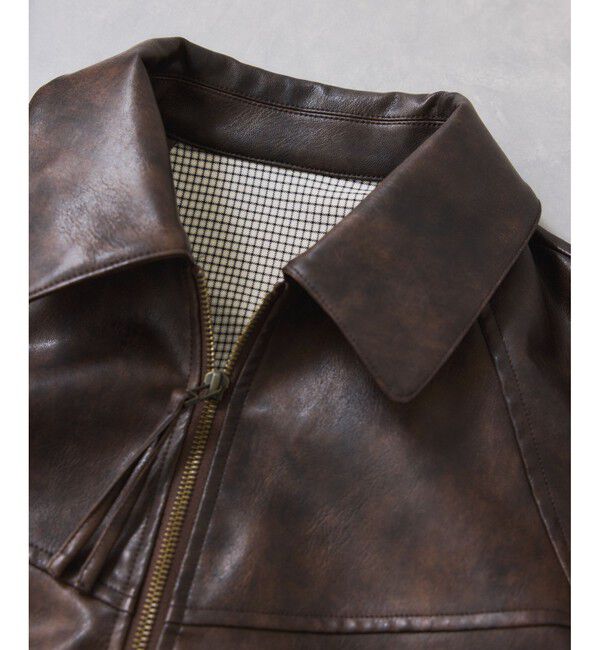 VIS「合皮＆スエードライクジップアップブルゾン」|ブルゾン・スタジャン|