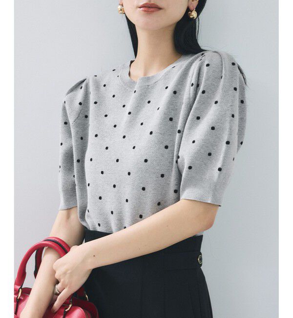 VIS「ドットジャガードニット」|ニット・セーター|グレーサブ(09)
