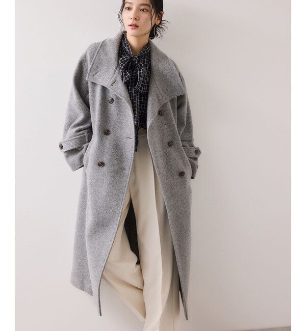 VIS「尾州シャギースタンドカラーロングコート/静電気防止・WEB限定PS・TMサイズ」|その他|