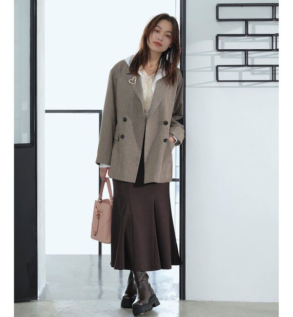 VIS「ヘリンボーンツイードベルテッドジャケット/セットアップ対応」|テーラードジャケット|