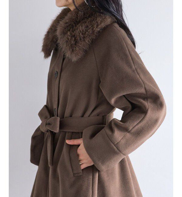 VIS「ファー付きAラインステンコート」|ステンカラーコート|