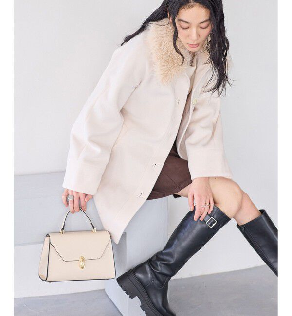 VIS「ファー付きAラインステンコート」|ステンカラーコート|