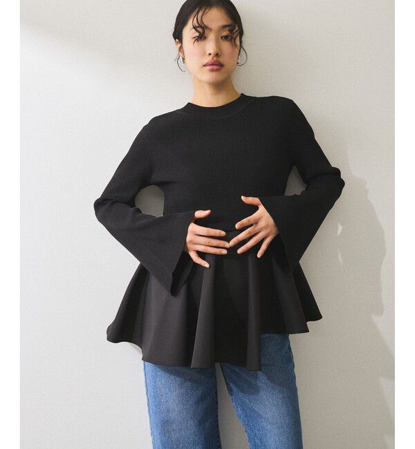 ADAM ET ROPE'「【再入荷】・【サステナブル】ペプラムコンビニットプルオーバー」|ニット・セーター|クロメイン