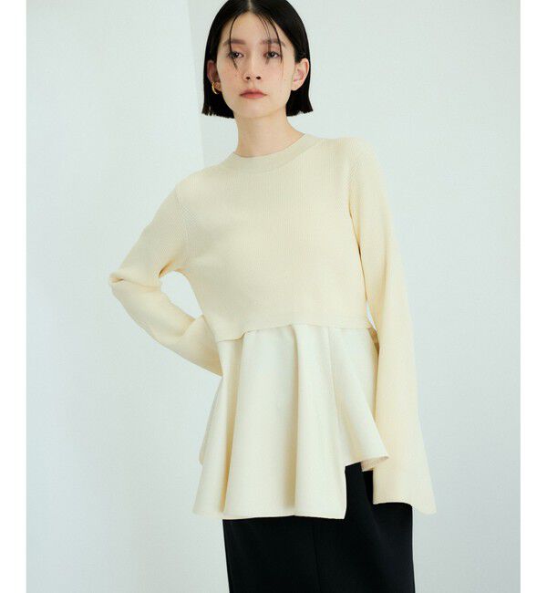 ADAM ET ROPE'「【再入荷】・【サステナブル】ペプラムコンビニットプルオーバー」|ニット・セーター|