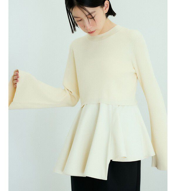 ADAM ET ROPE'「【再入荷】・【サステナブル】ペプラムコンビニットプルオーバー」|ニット・セーター|