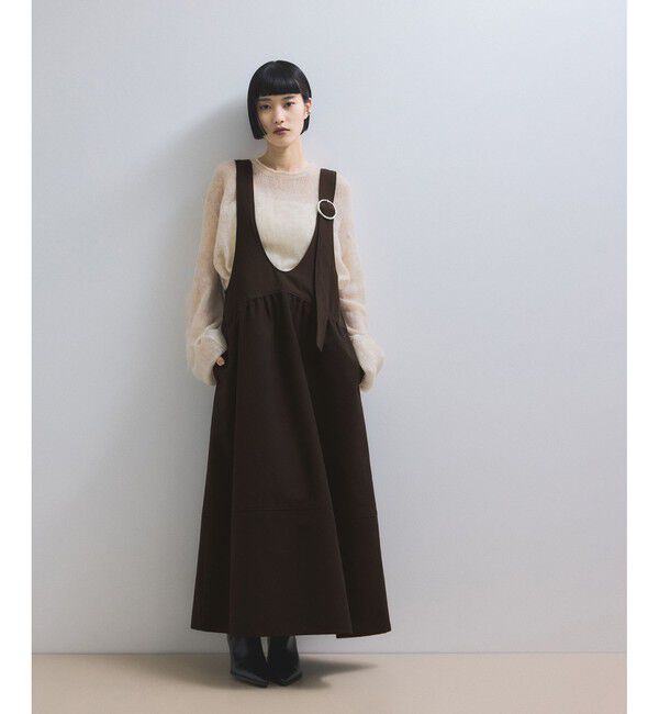 ADAM ET ROPE'「【WEB限定】ディープネックAラインワンピース」|ワンピース|ブラウン系(21)