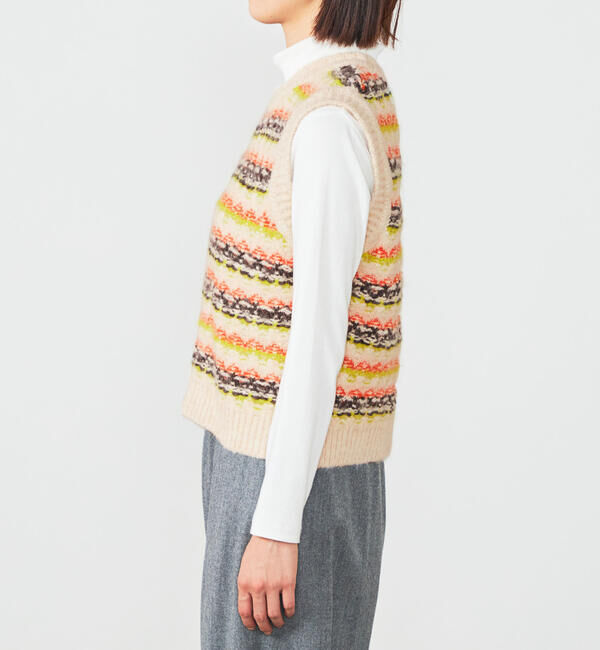 LE GLAZIK「LE GLAZIK | ジャカード クルーネックニットベスト WOMEN」|ニット・セーター|