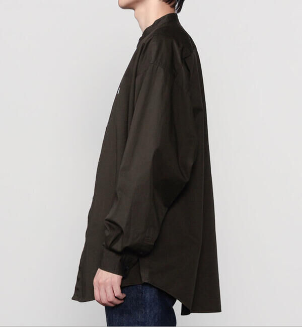 GYMPHLEX「Gymphlex | バンドカラー長袖シャツ SOLID MEN」|シャツ・ブラウス|