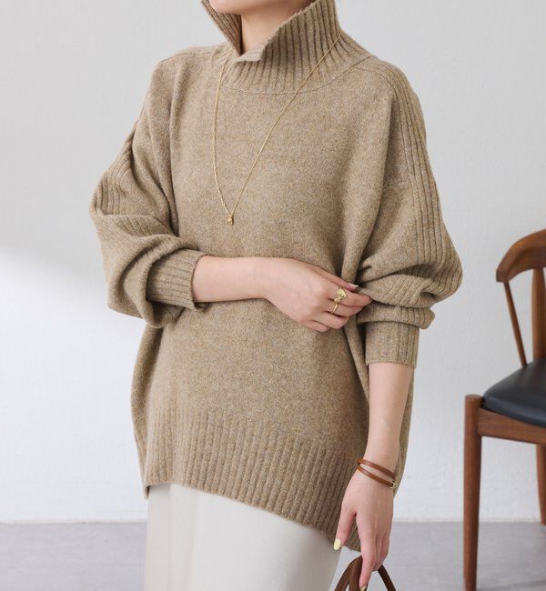  「ウール混スリットタートルニット」|ニット・セーター|