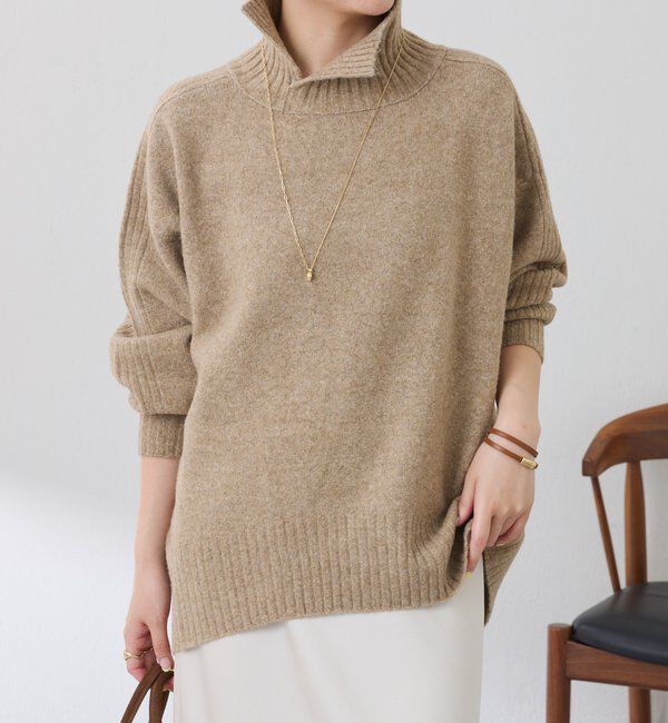  「ウール混スリットタートルニット」|ニット・セーター|