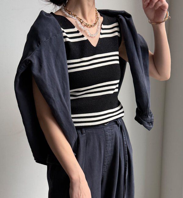  「【WEB限定】ボーダーニットタンク」|ニット・セーター|