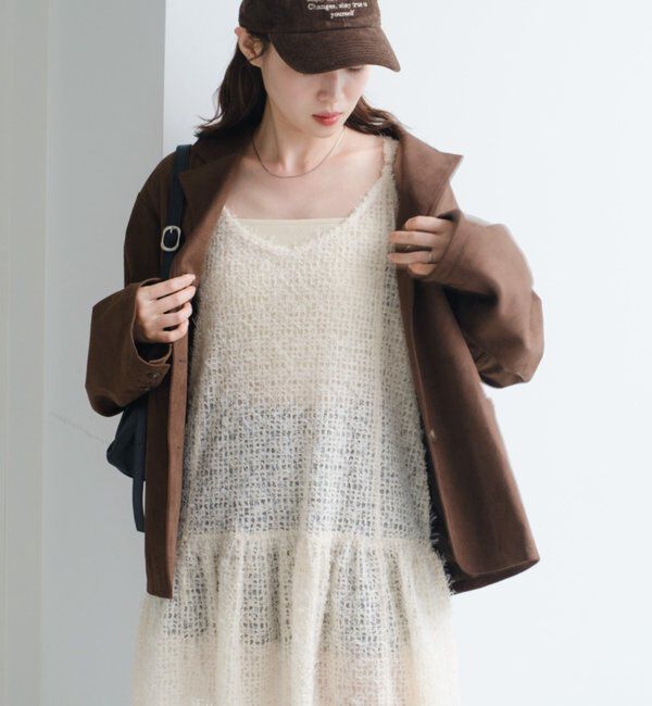  「【WEB・一部店舗限定/前後2WAY】格子フェザーチュニック」|ワンピース|アイボリー