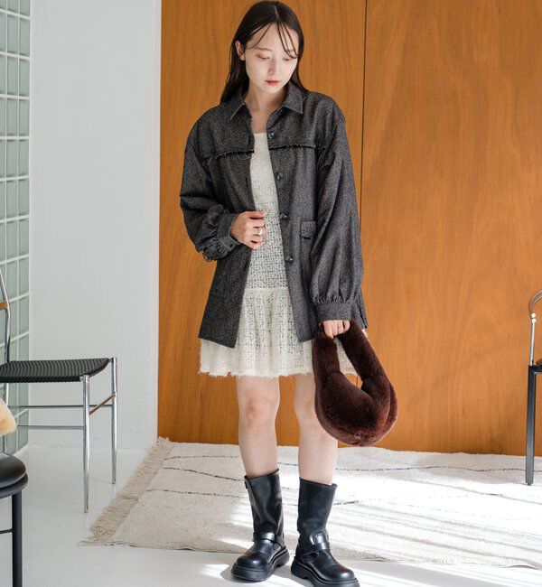  「【WEB・一部店舗限定/前後2WAY】格子フェザーチュニック」|ワンピース|