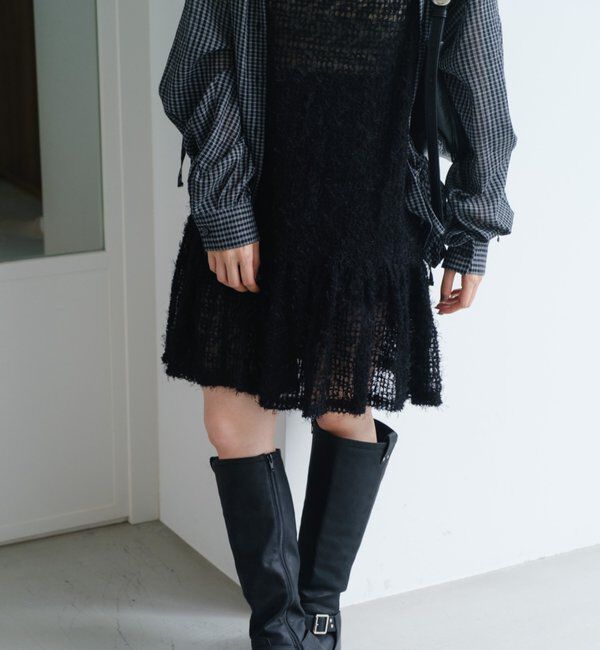  「【WEB・一部店舗限定/前後2WAY】格子フェザーチュニック」|ワンピース|