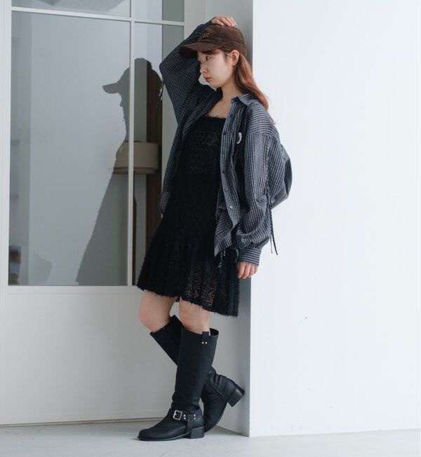  「【WEB・一部店舗限定/前後2WAY】格子フェザーチュニック」|ワンピース|