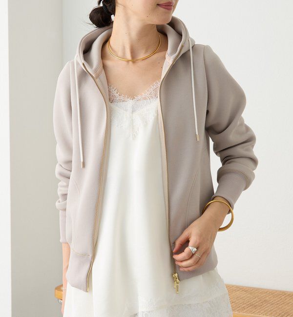  「【WEB限定/キレイめ上品】スポンジダンボールZIPパーカーカットソー」|パーカー|