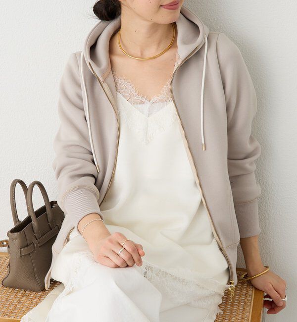  「【WEB限定/キレイめ上品】スポンジダンボールZIPパーカーカットソー」|パーカー|